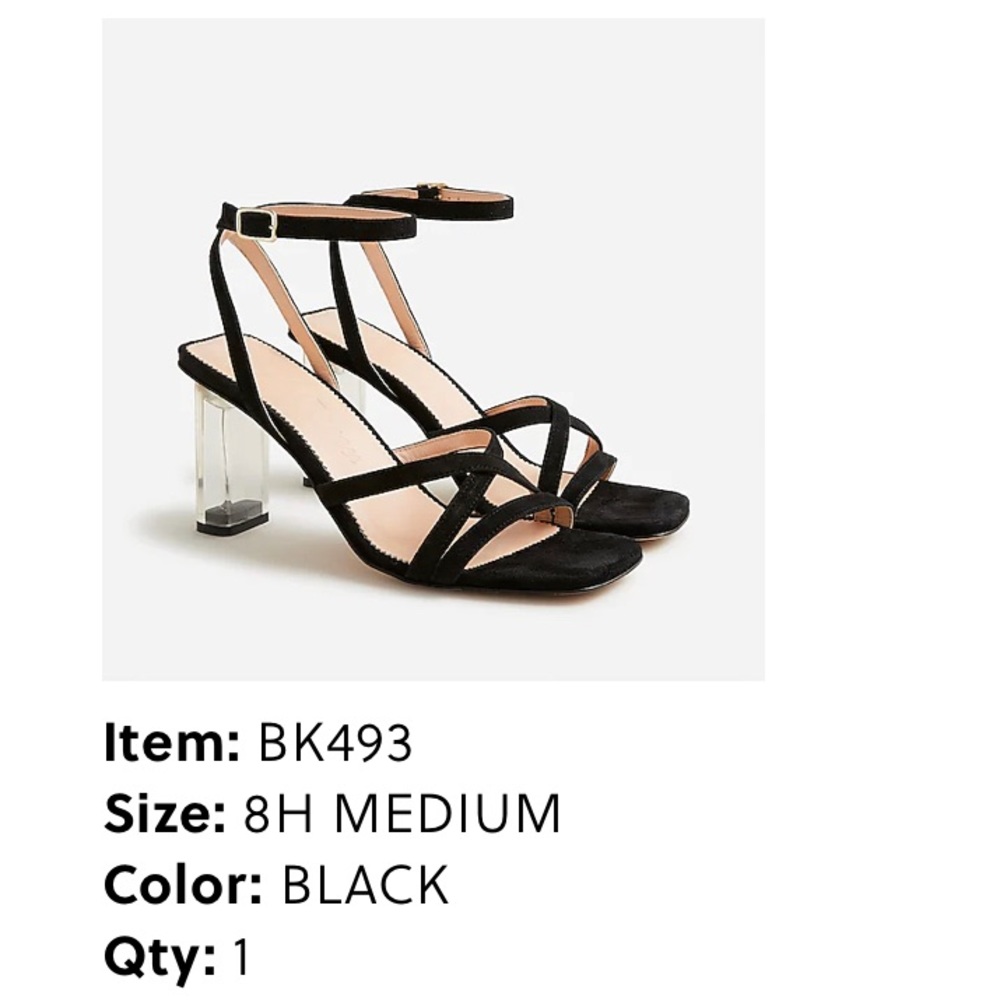 J Crew Skinny Strap and Lucite Heels Black 8.5